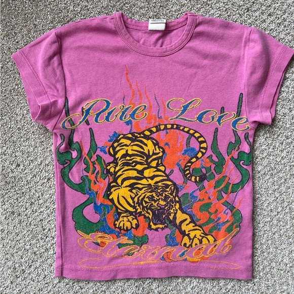 Urban Outfitters Pink Graphic Tiger Cropped Tee - Picture 2 of 3